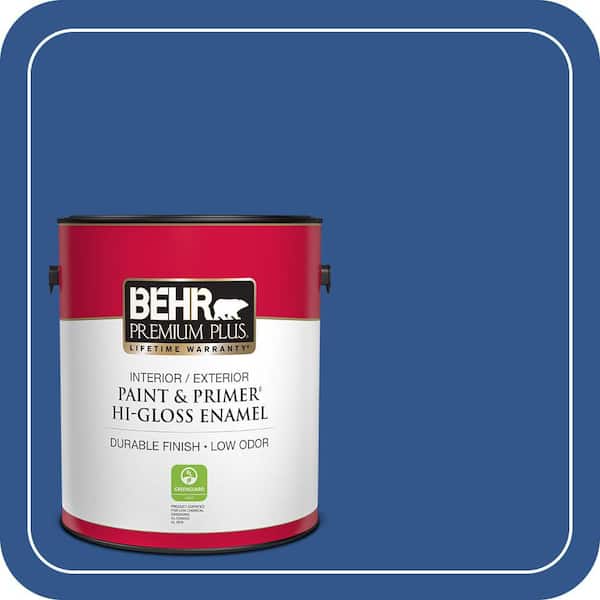 BEHR PREMIUM PLUS 1 gal. #PPU15-03 Dark Cobalt Blue Hi-Gloss Enamel Interior/Exterior Paint & Primer (2)