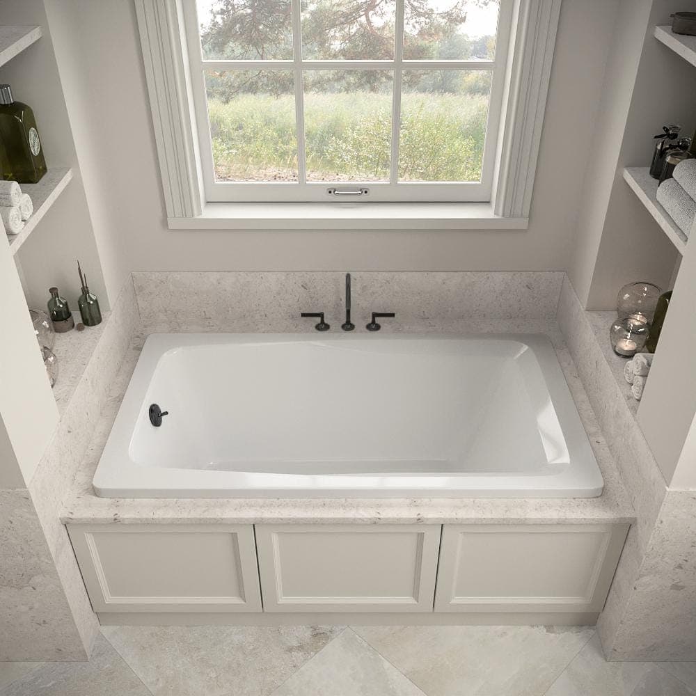 Streamline N-4400-757-BL 60 in. 32 in. Rectangular Acrylic Soaking Drop-In Bathtub, with Drain Matte Black (2)
