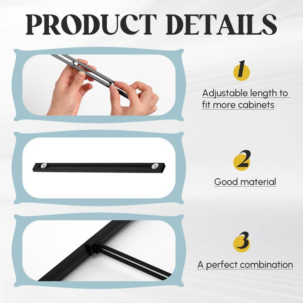 Numhew Adjustable Cabinet Rails with 8 Hanging File Rail Clips and 4 Cabinet Dividers Bars for Thickness Less Than 1/8 in. (3)
