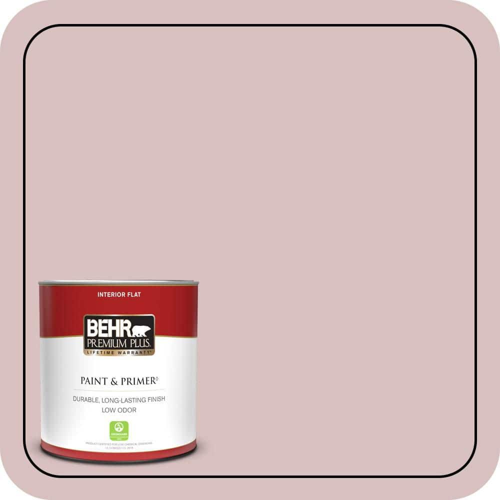 BEHR PREMIUM PLUS 1 qt. #PPU17-08 Peony Blush Flat Low Odor Interior Paint & Primer