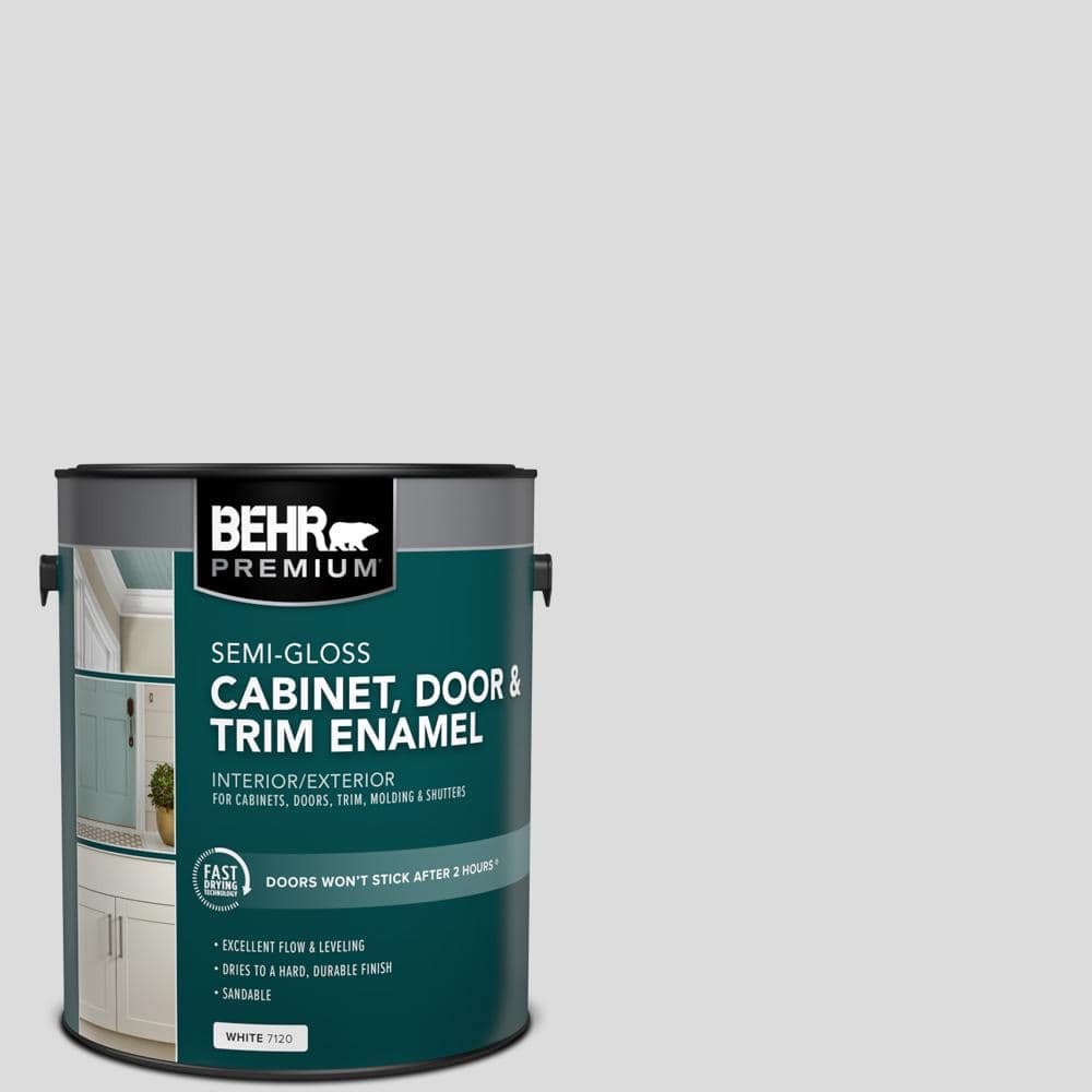 BEHR PREMIUM 1 gal. #N530-1 Pixel White Semi-Gloss Enamel Interior/Exterior Cabinet, Door & Trim Paint (1)