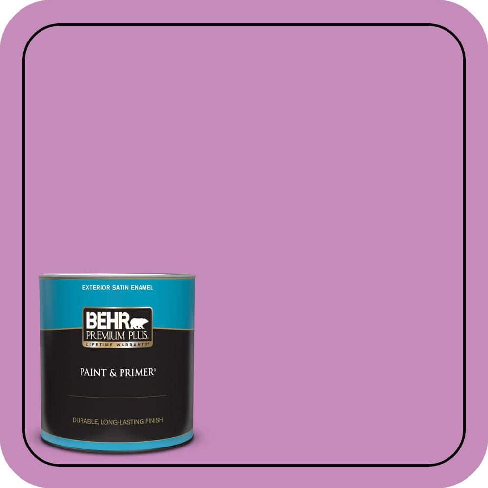 BEHR PREMIUM PLUS 1 qt. #P110-4 Rock Star Pink Satin Enamel Exterior Paint & Primer