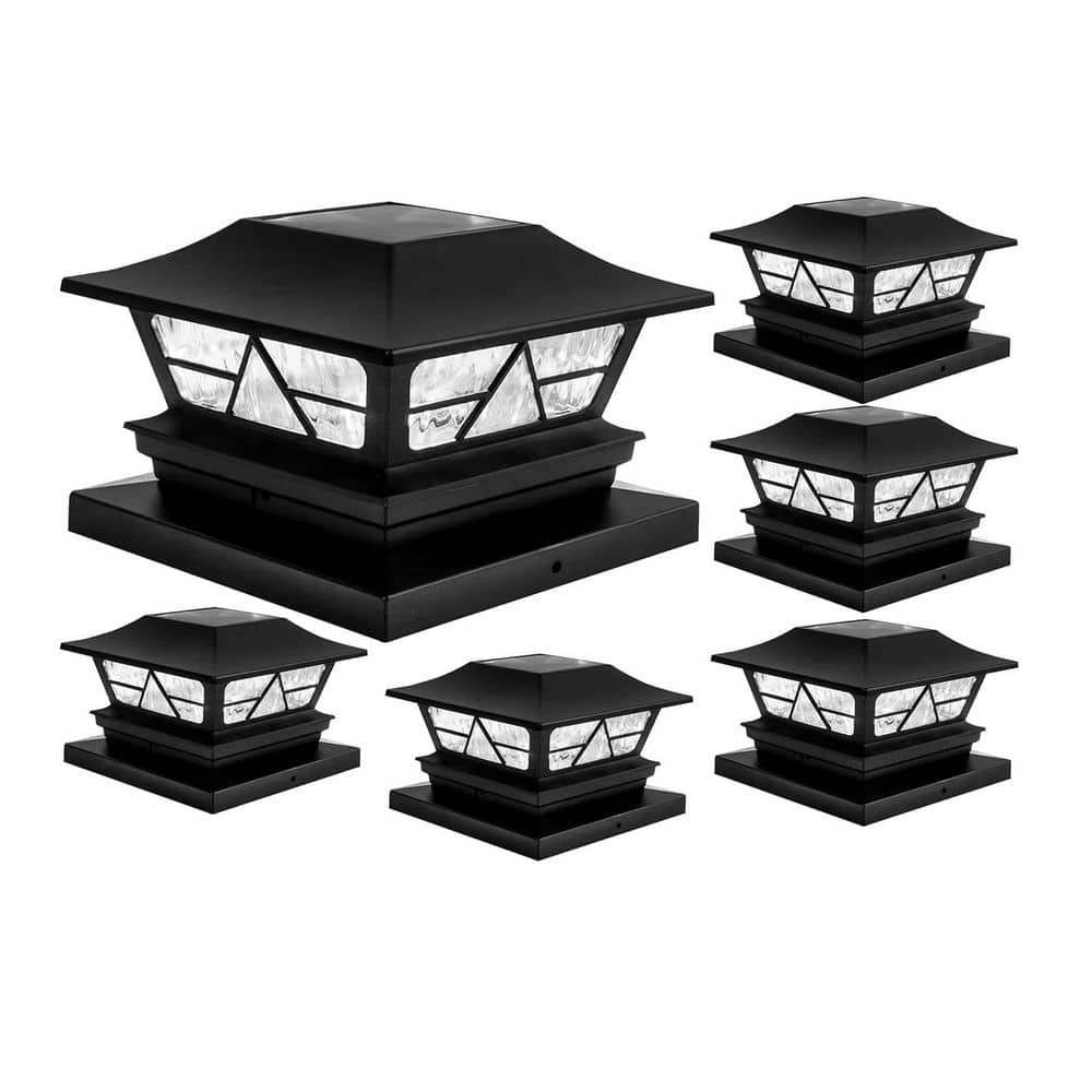 Afoxsos 6-Pack Solar Powered Post Cap Lights Outdoor Waterproof for Wood Posts 2-Modes Warm/Cool White for Yard Garden Decor (1)