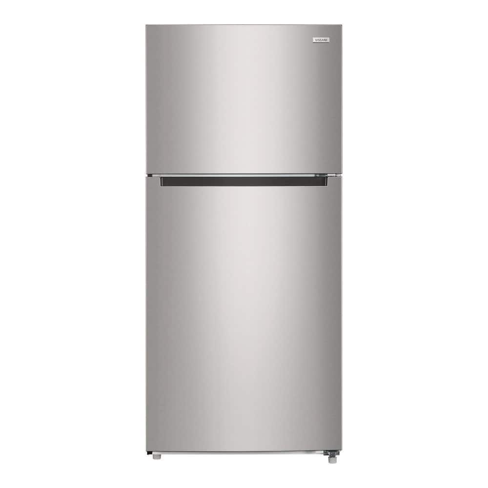 Vissani 18.1 cu. ft. Top Freezer Refrigerator in Fingerprint Resistant Stainless Steel Look, Garage Ready