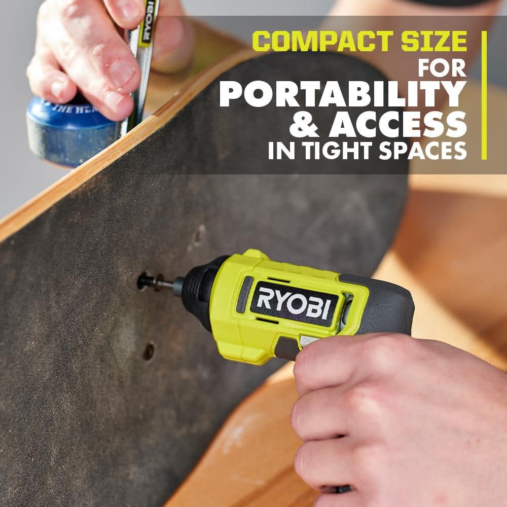 RYOBI USB Lithium Multi-Head Screwdriver Kit w/2Ah Battery, Charging Cable, 10-Piece Bit Set, Case and 3-Interchangeable Heads (4)