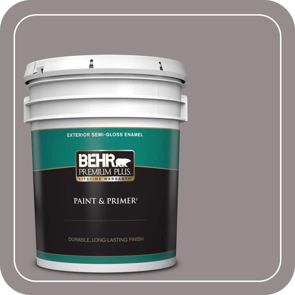 BEHR PREMIUM PLUS 5 gal. #T18-03 Graylac Semi-Gloss Enamel Exterior Paint & Primer