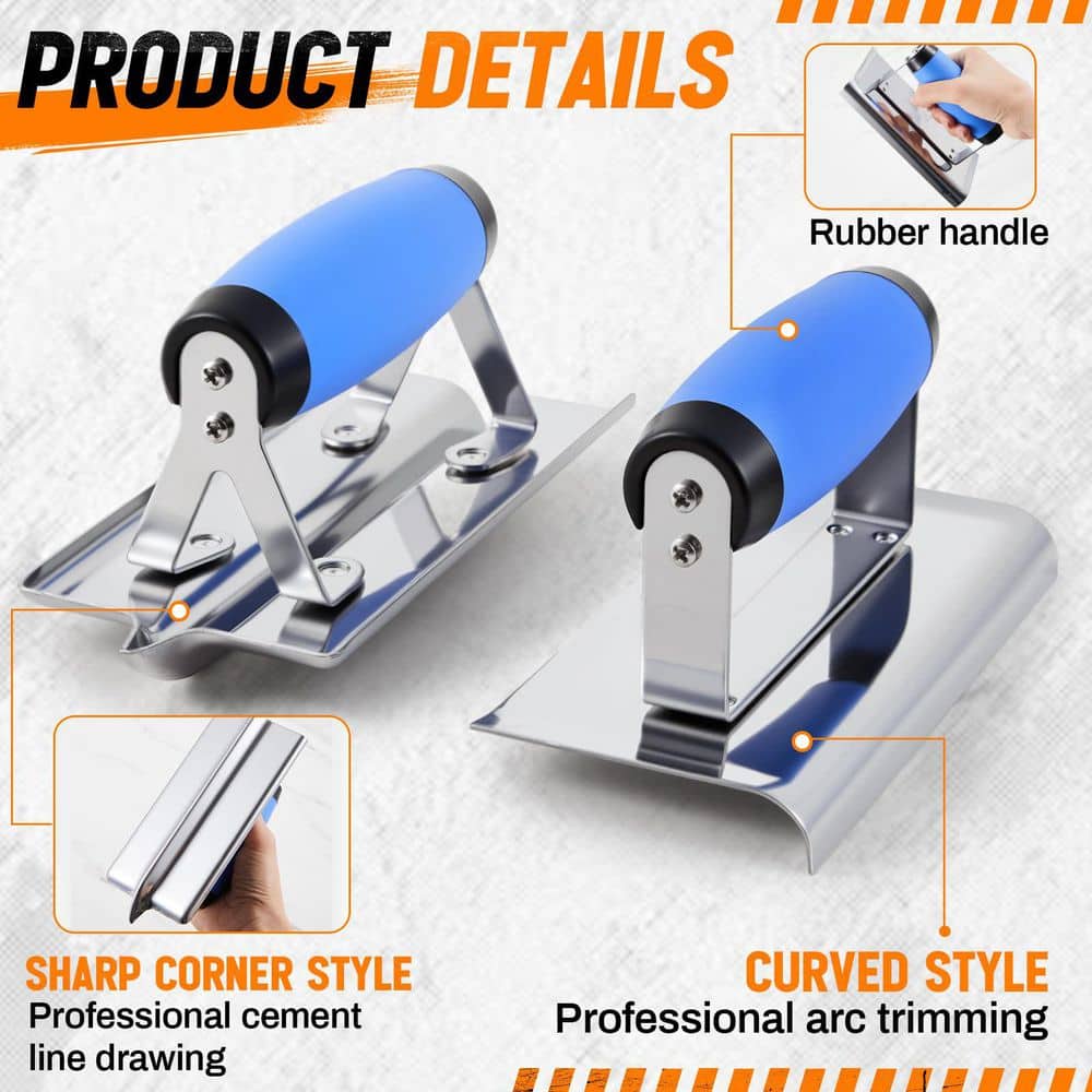 Laybus 6-Pieces Concrete Hand Tools Set Includes Concrete Hand Edger, Groover, Finishing, Pointing, Gauging and Tool Bag (3)