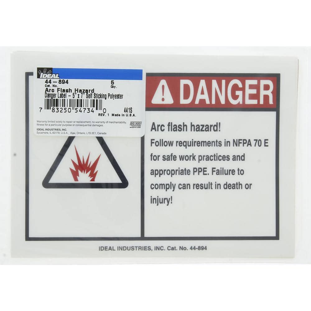 IDEAL Danger Label, NEC Arc Flash, 5 in. x 7 in., Adhesive (5 Pack) (3)