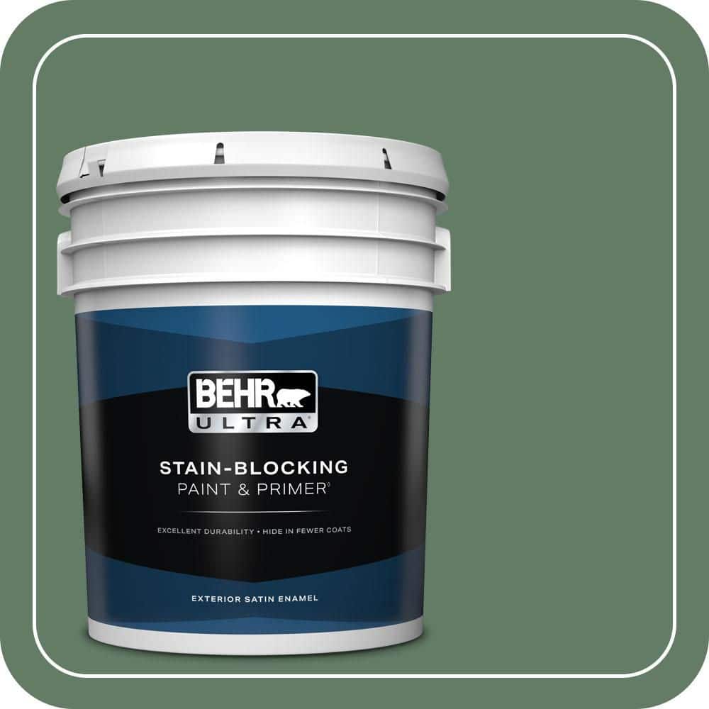 BEHR ULTRA 5 gal. #S410-6 Greener Pastures Satin Enamel Exterior Paint & Primer (1)