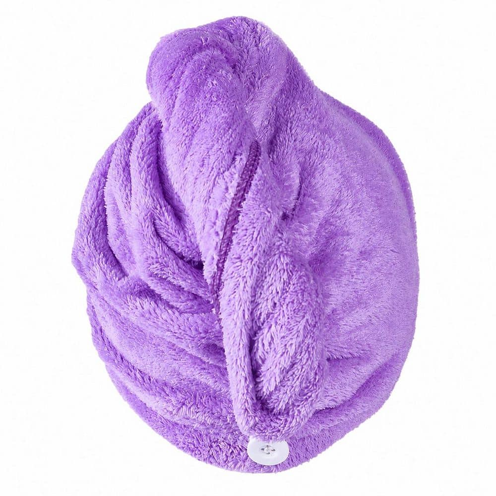 LAIFUCAM White Microfiber Hair Drying Towel Ultra Absorbent Twist Hair Turban Wrap Bath Accessory for Home Use (1)