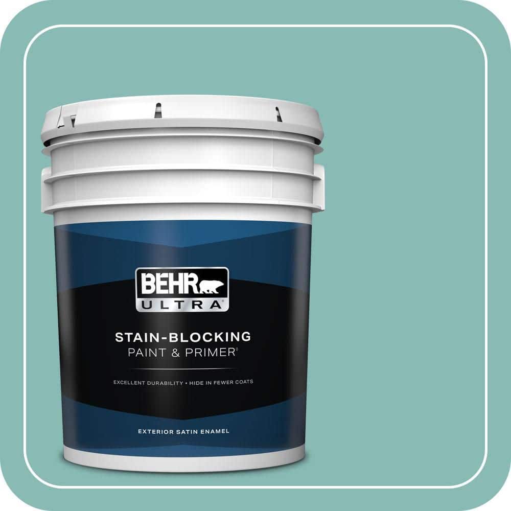 BEHR ULTRA 5 gal. #T14-1 Ocean Liner Satin Enamel Exterior Paint & Primer
