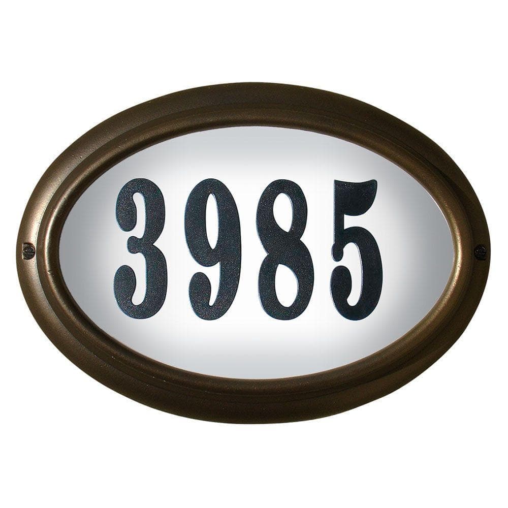 QualArc Edgewood Oval Aluminum Lighted Address Plaque