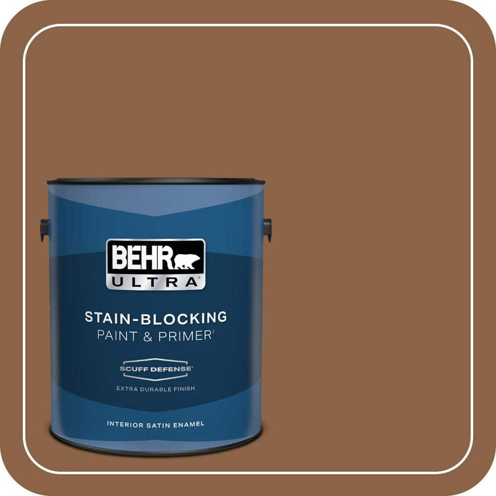 BEHR ULTRA 1 gal. #S240-7 Leather Work Extra Durable Satin Enamel Interior Paint & Primer