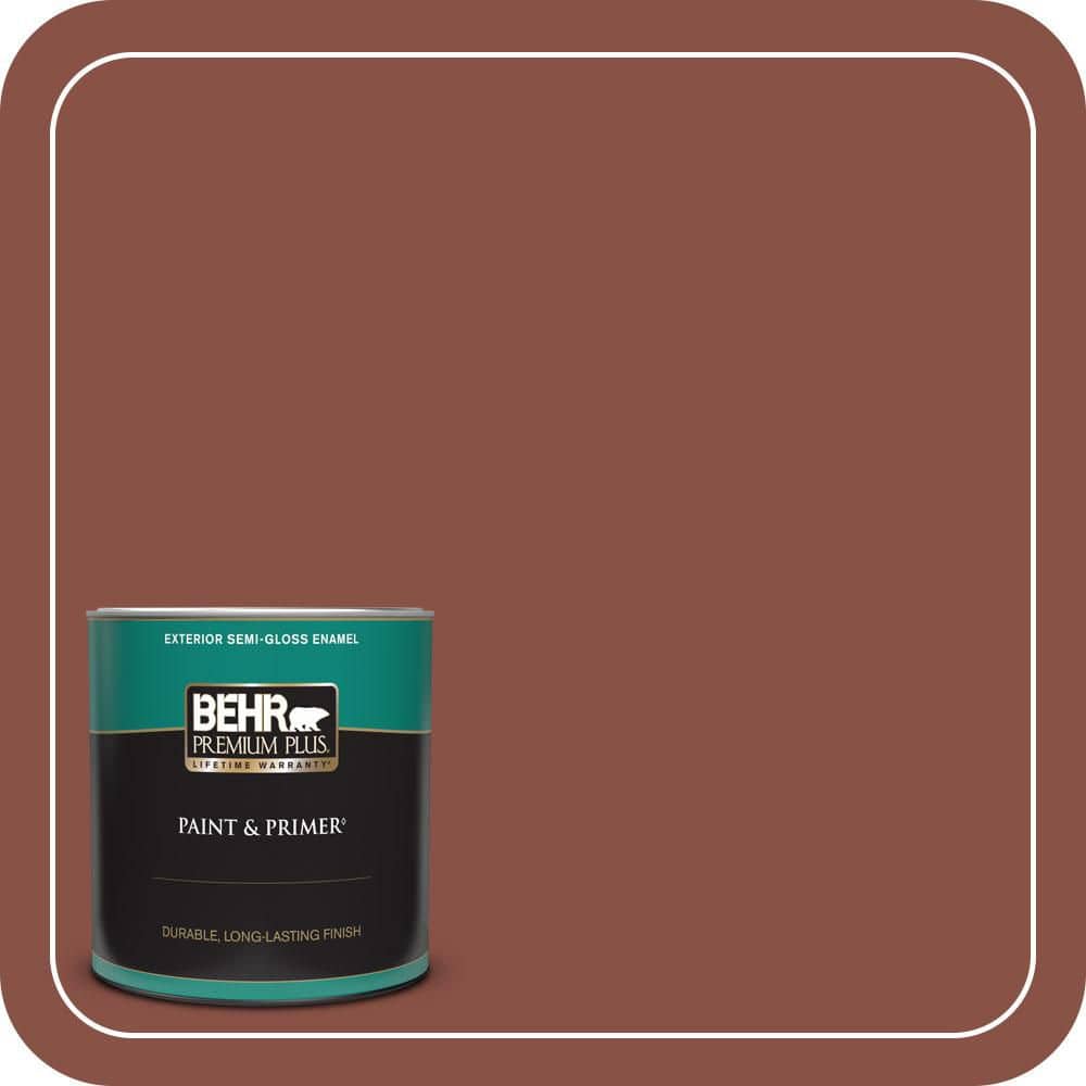 BEHR PREMIUM PLUS 1 qt. #PPU2-18 Spice Semi-Gloss Enamel Exterior Paint & Primer