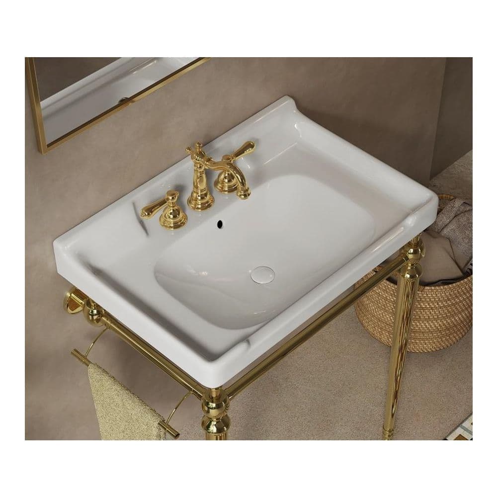 LIVACA 28 in. 18.7 in. Drop-In Bathroom Sink in White Ceramic with 3 Pre-Drilled Holes and Overflow (3)