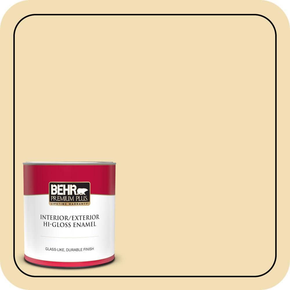 BEHR PREMIUM PLUS 1 qt. #PPU6-12 Calla Hi-Gloss Enamel Interior/Exterior Paint & Primer
