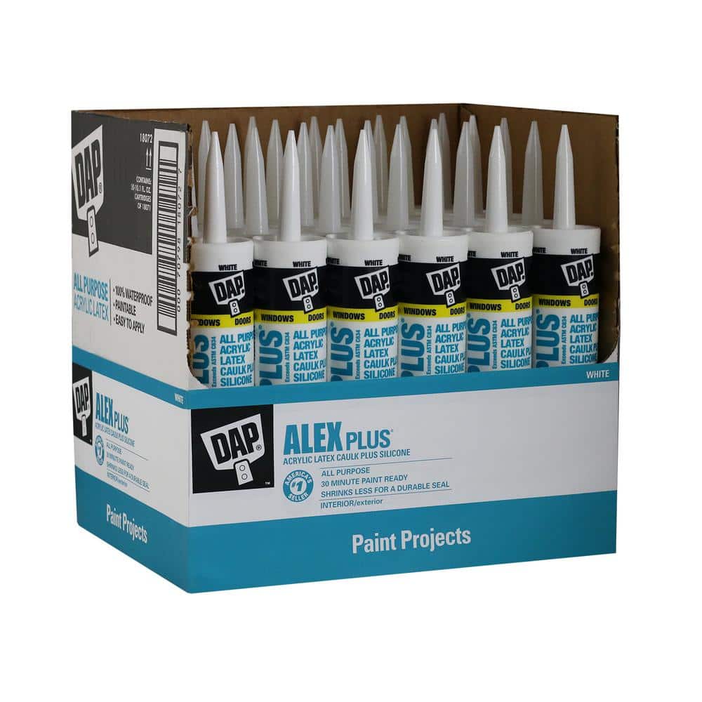 DAP Alex Plus 10.1 oz. White Acrylic Latex Caulk Plus Silicone (30-Pack)