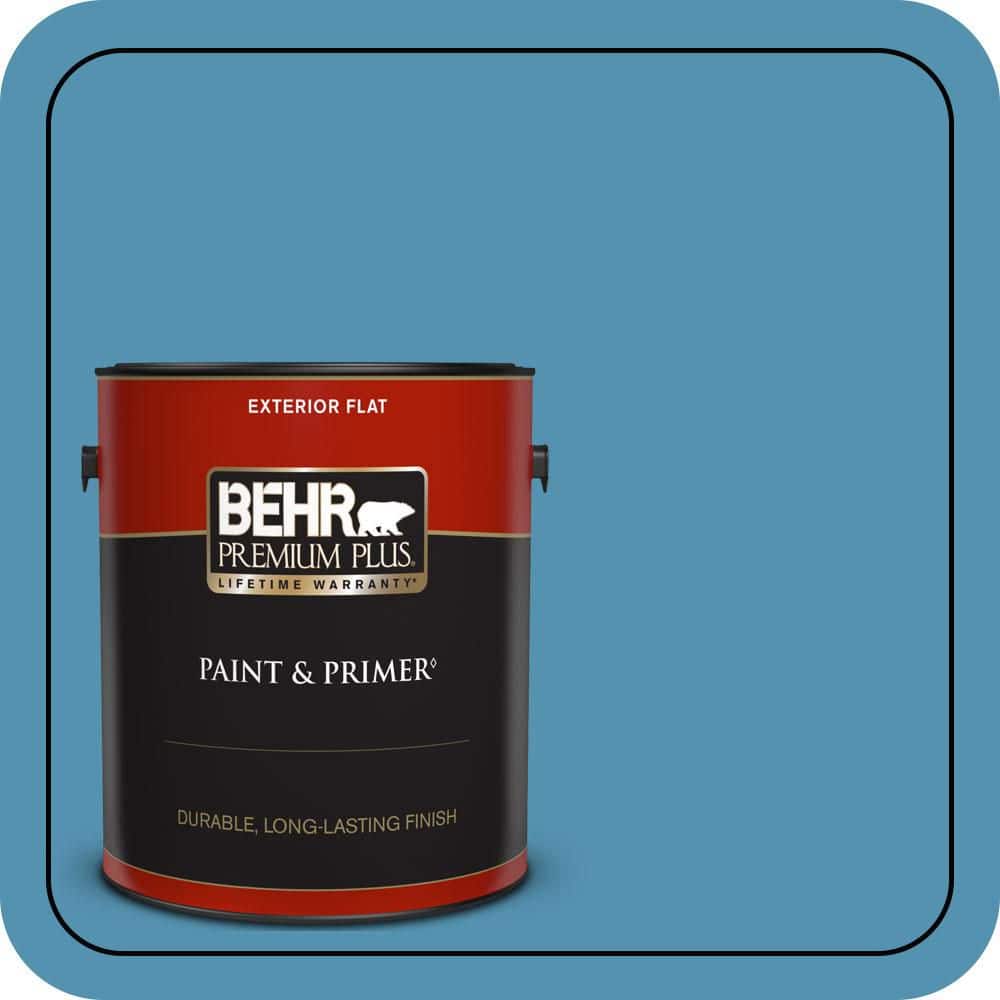 BEHR PREMIUM PLUS 1 gal. #M490-5 Jet Ski Flat Exterior Paint & Primer (1)