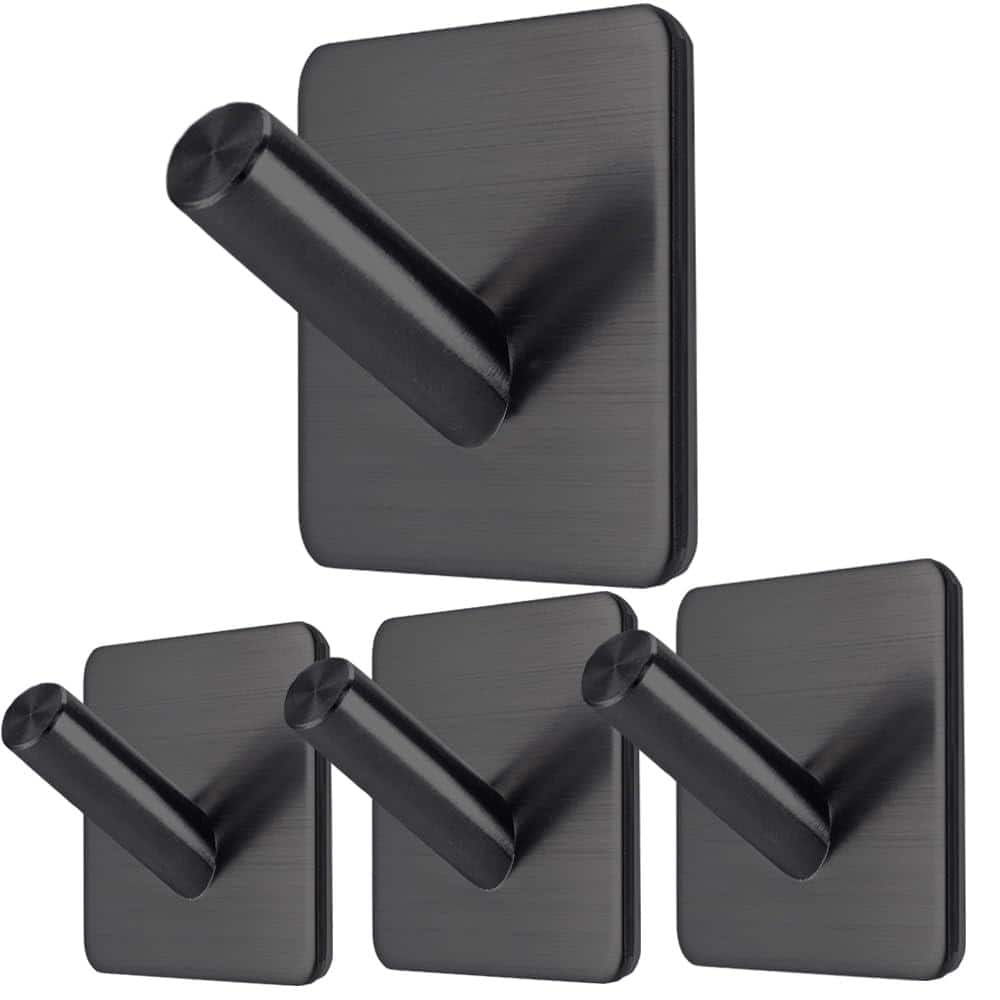 Unbranded Matte Black Adhesive Wall Hooks, 15 lb Locking Curve Anti-Slip, Stainless Steel, No Drill for Home Use (1)