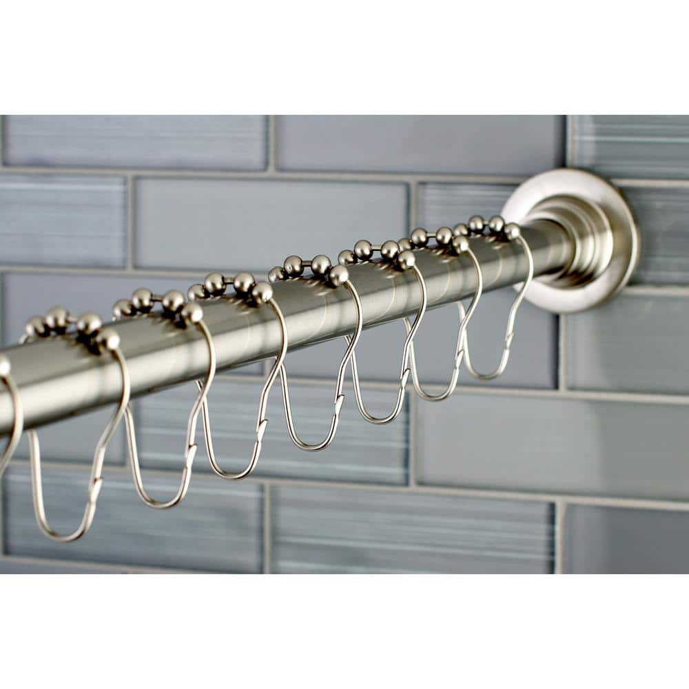 Kingston Brass Classic 60 in. to 72 in. Fixed Shower Curtain Rod with Hooks in Brushed Nickel (2)