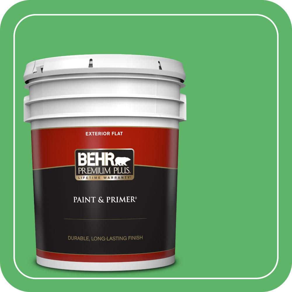 BEHR PREMIUM PLUS 5 gal. #P390-6 Lawn Party Flat Exterior Paint & Primer