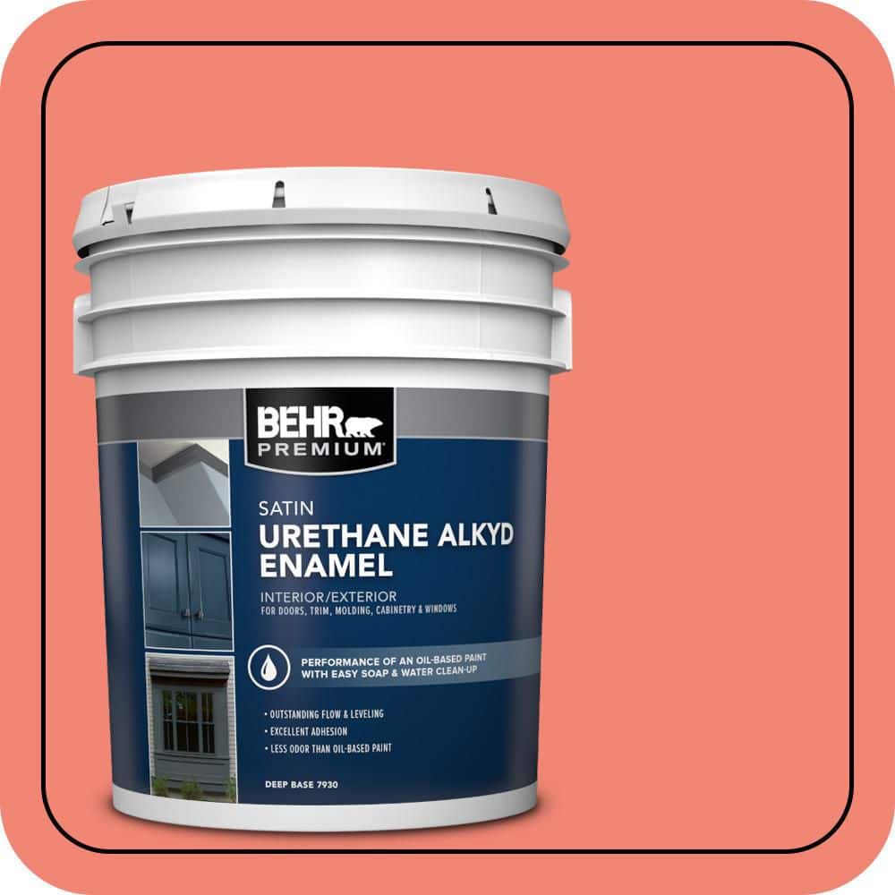 BEHR PREMIUM 5 gal. #T16-07 Coralette Urethane Alkyd Satin Enamel Interior/Exterior Paint