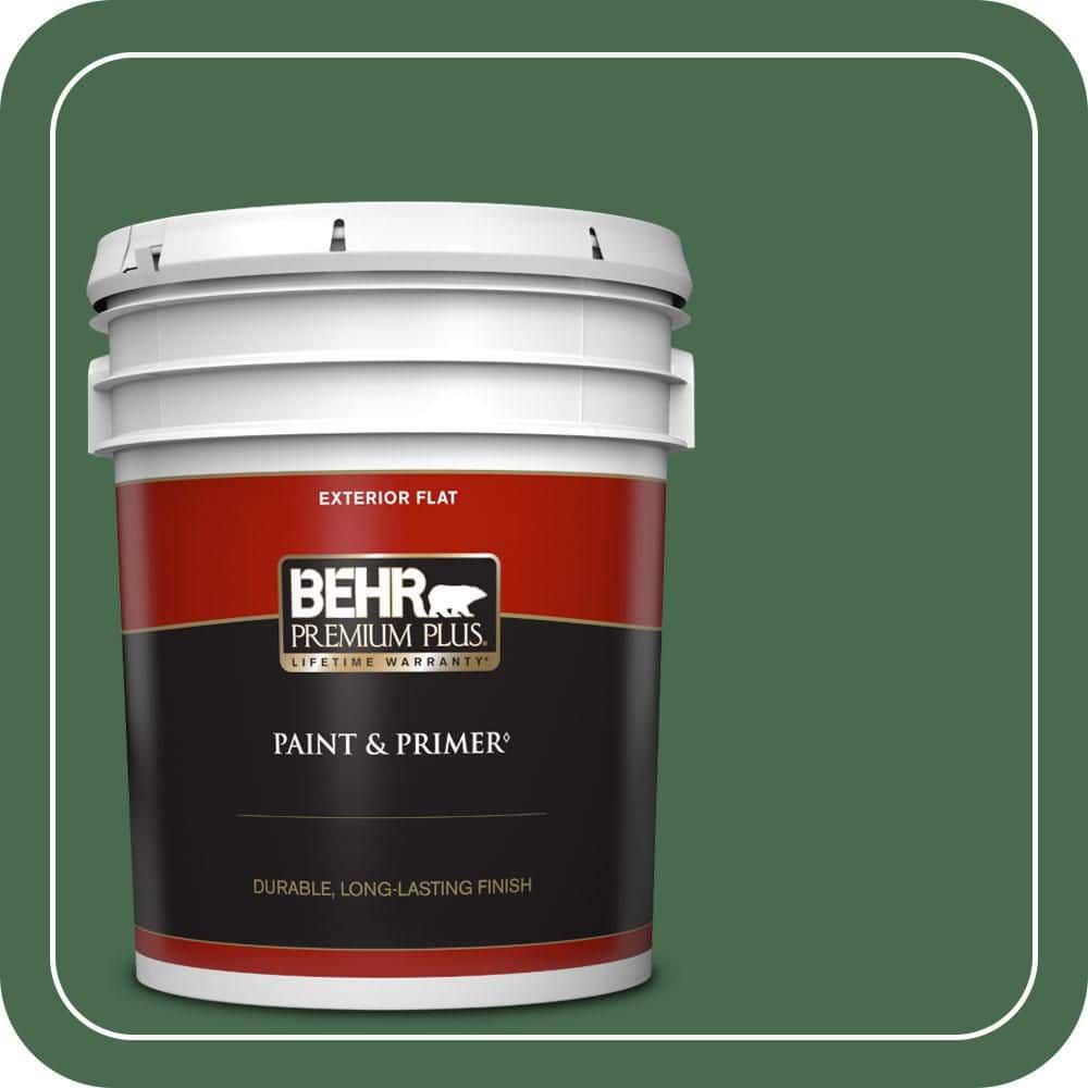 BEHR PREMIUM PLUS 5 gal. #460D-7 Sabal Palm Flat Exterior Paint & Primer