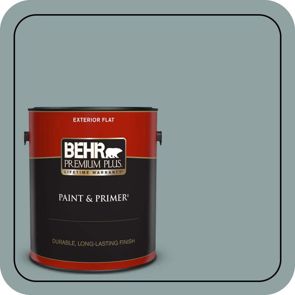 BEHR PREMIUM PLUS 1 gal. #N440-4 October Sky Flat Exterior Paint & Primer (1)