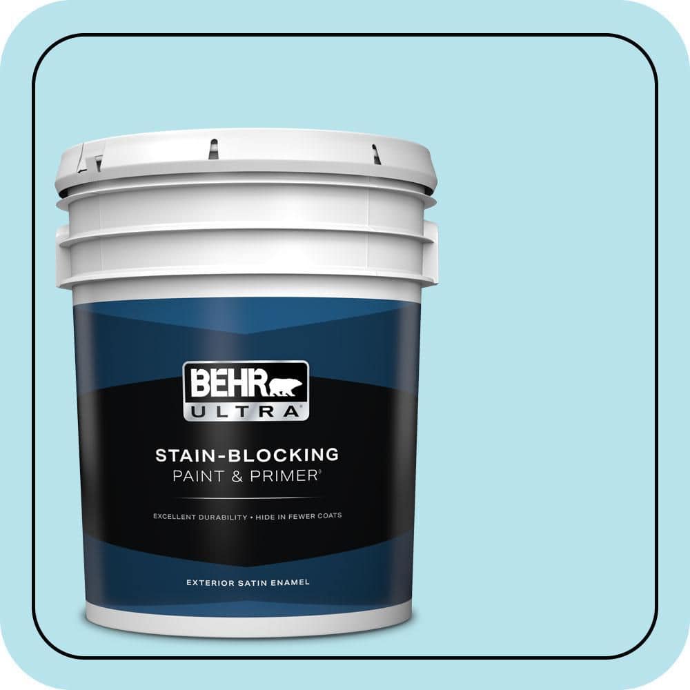 BEHR ULTRA 5 gal. #P490-1 Ocean Front Satin Enamel Exterior Paint & Primer