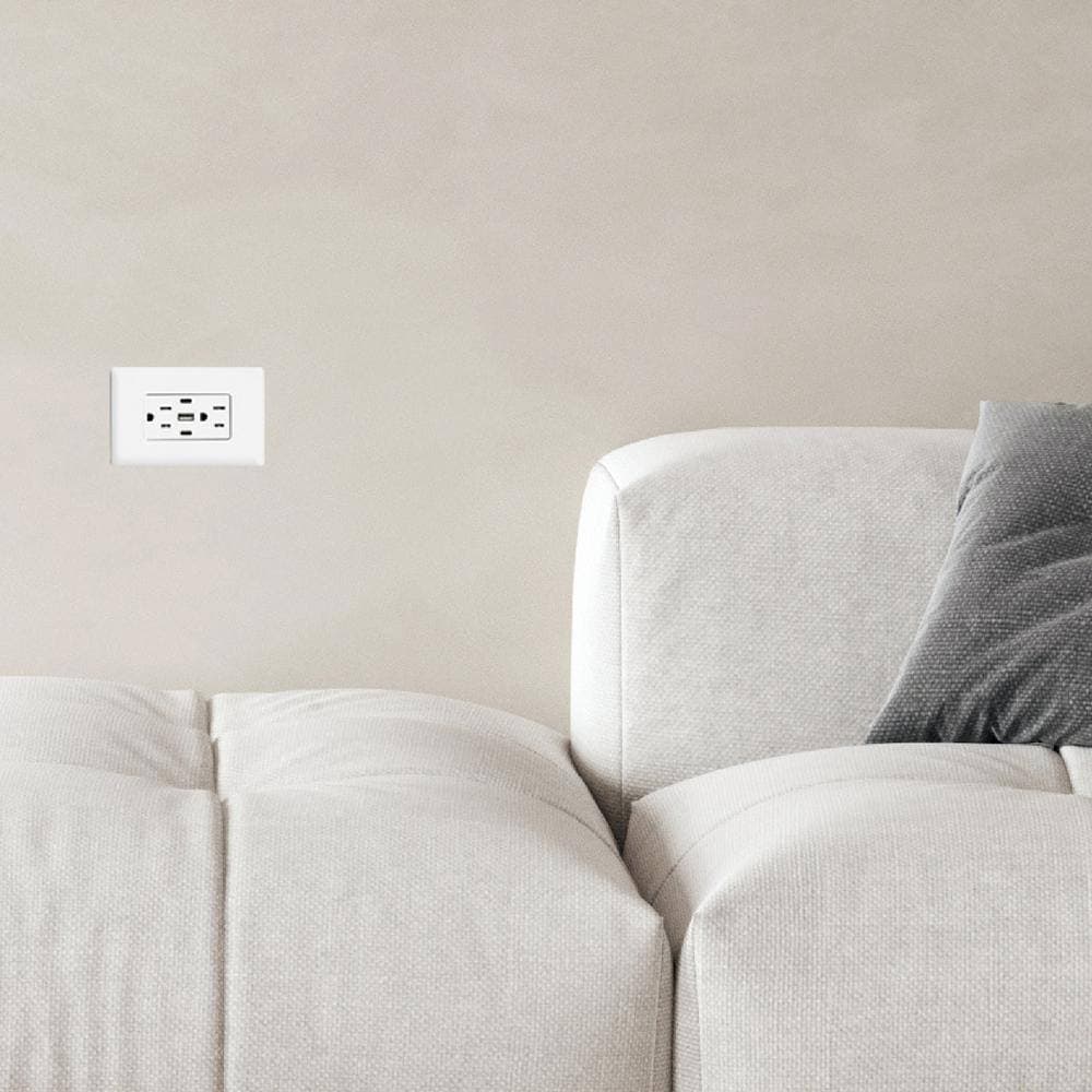 Faith USB Receptacle Outlet White, 15A 30W with 2 Type C, 1 Type A USB Charger (2)