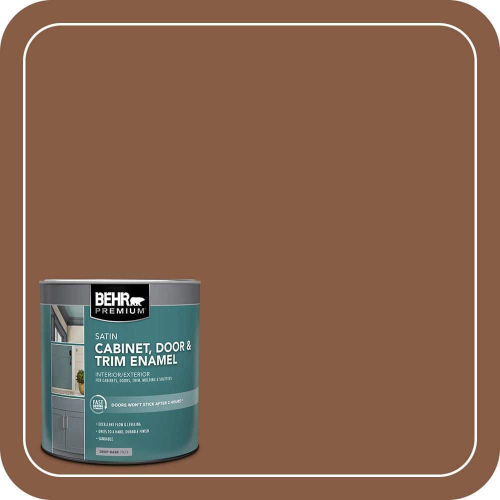BEHR PREMIUM 1 qt. #ICC-80 Cinnamon Spice Satin Enamel Interior/Exterior Cabinet, Door & Trim Paint (1)