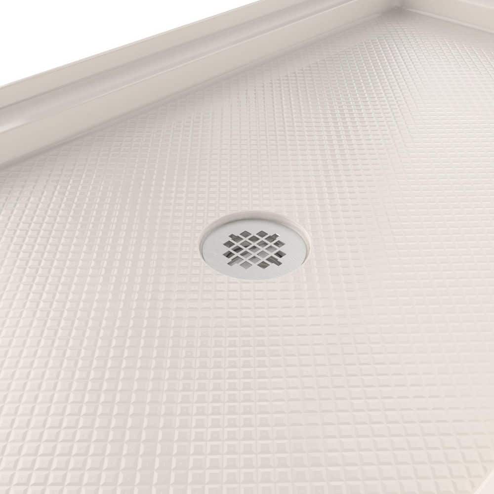 DreamLine SlimLine 60 in. L x 34 in. W Alcove Rectangular Biscuit Shower Pan Base with 2 in. Round Center Drain in Brushed Nickel (3)