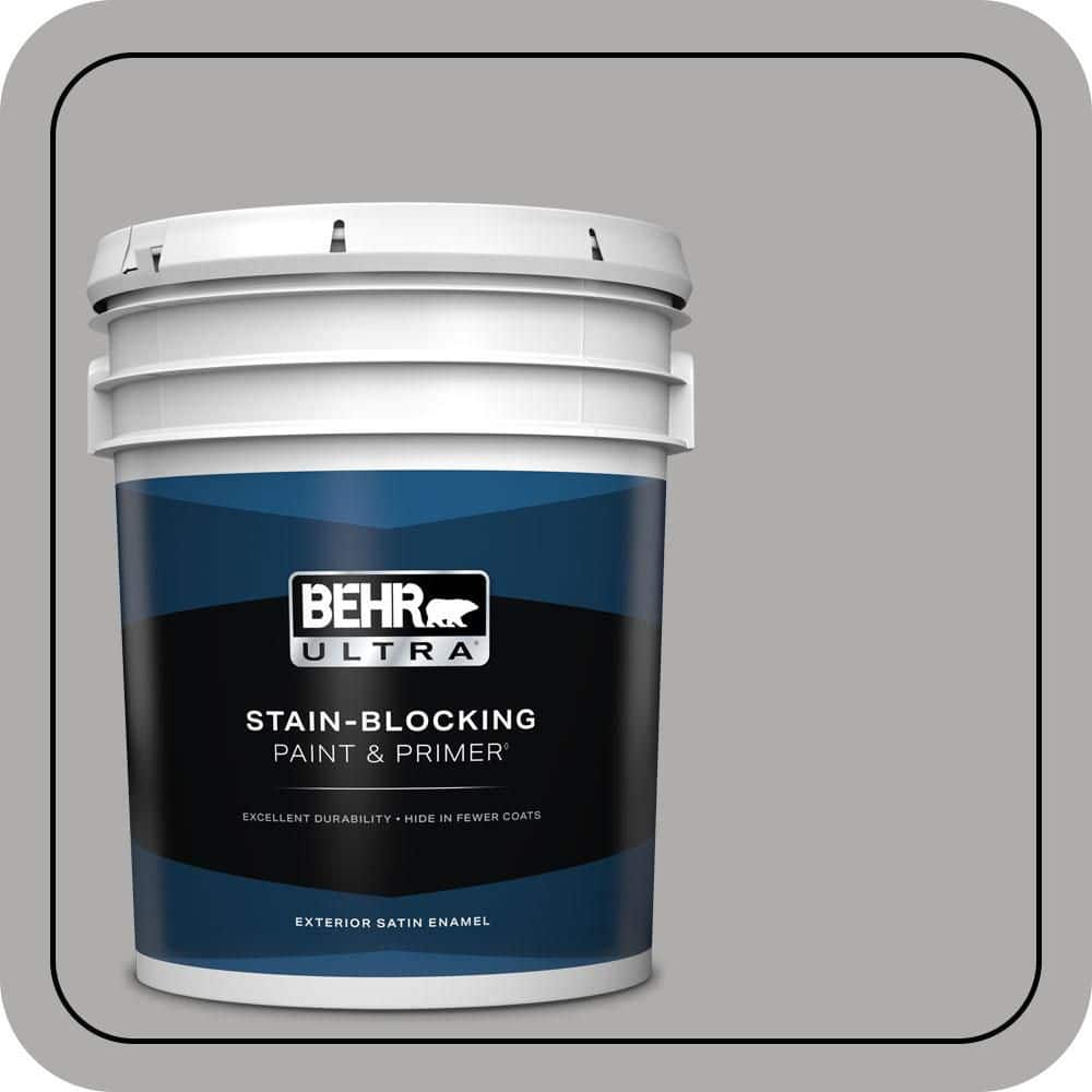 BEHR ULTRA 5 gal. #N520-3 Flannel Gray Satin Enamel Exterior Paint & Primer