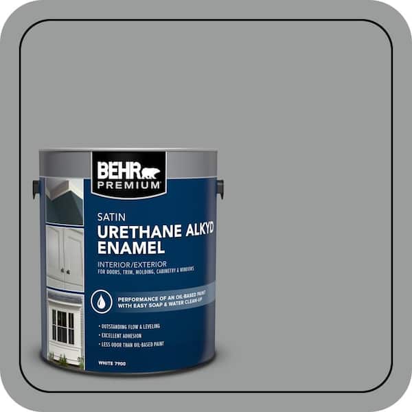 BEHR PREMIUM 1 gal. #AE-51 Coast Guard Gray Urethane Alkyd Satin Enamel Interior/Exterior Paint (2)