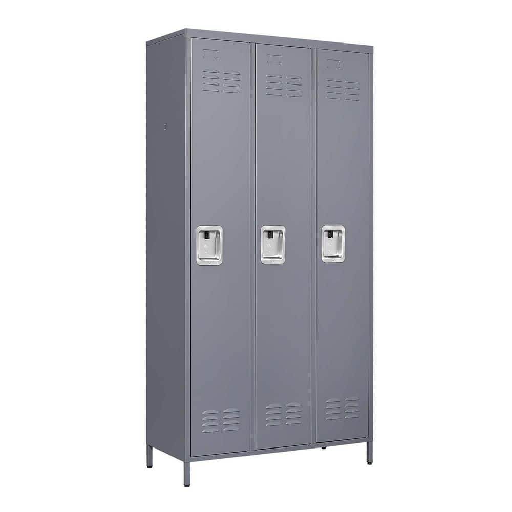 Amucolo 35.4 in. W x 72 in. H x 15.8 in. D Metal Locker Freestanding Cabinet in Gray with Lock for Home Gym Office School Garage (1)