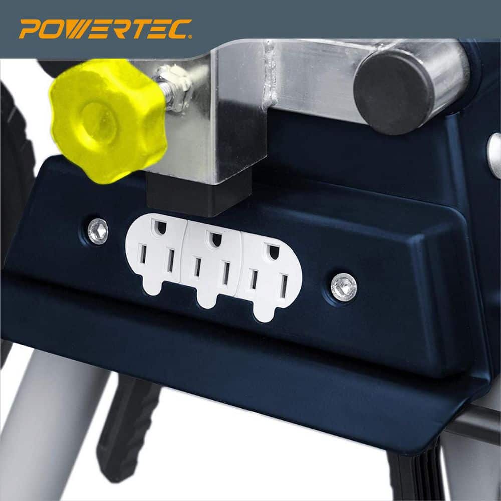 ‎POWERTEC Deluxe Miter Saw Stand with Wheels and 110-Volt Power Outlet (3)