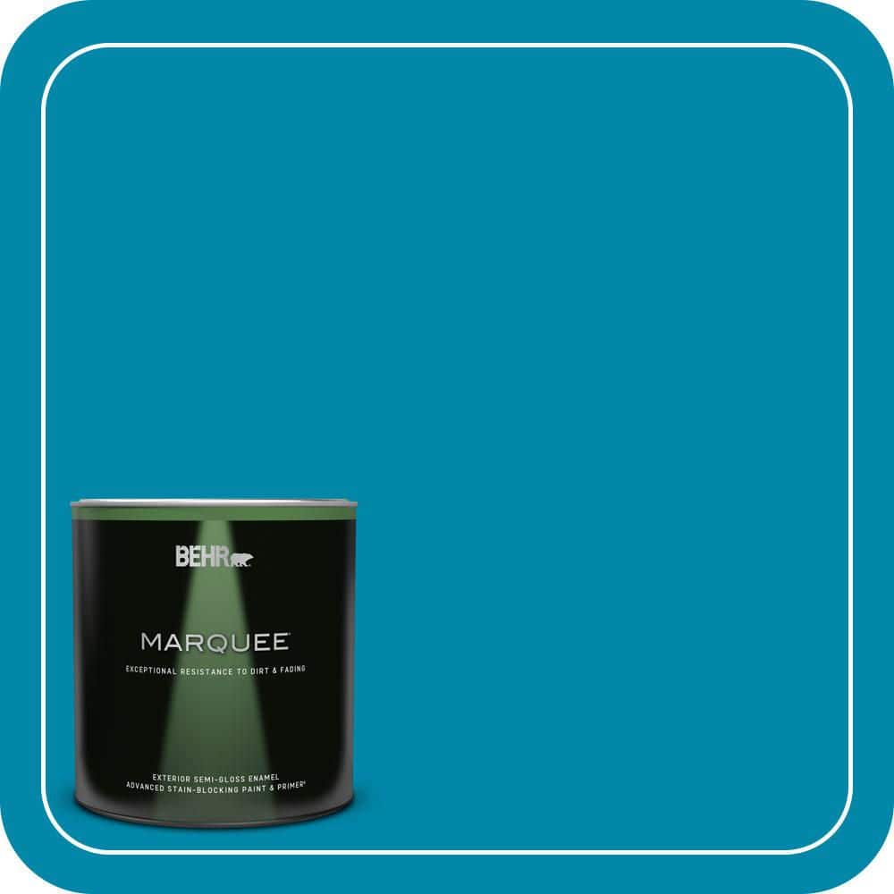 BEHR MARQUEE 1 qt. #P490-6 Hacienda Blue Semi-Gloss Enamel Exterior Paint & Primer