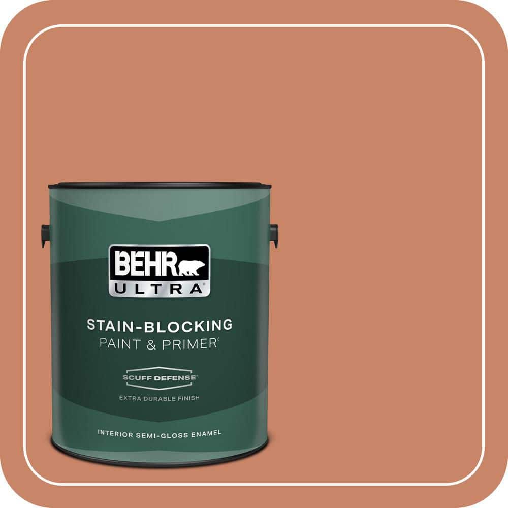 BEHR ULTRA 1 gal. #MQ4-39 Cabana Melon Extra Durable Semi-Gloss Enamel Interior Paint & Primer
