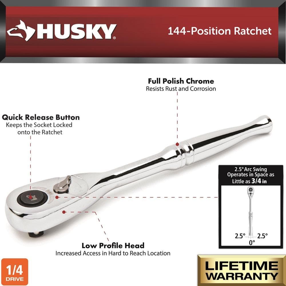 Husky 1/4 in. Drive 144-Position Pro Ratchet (3)