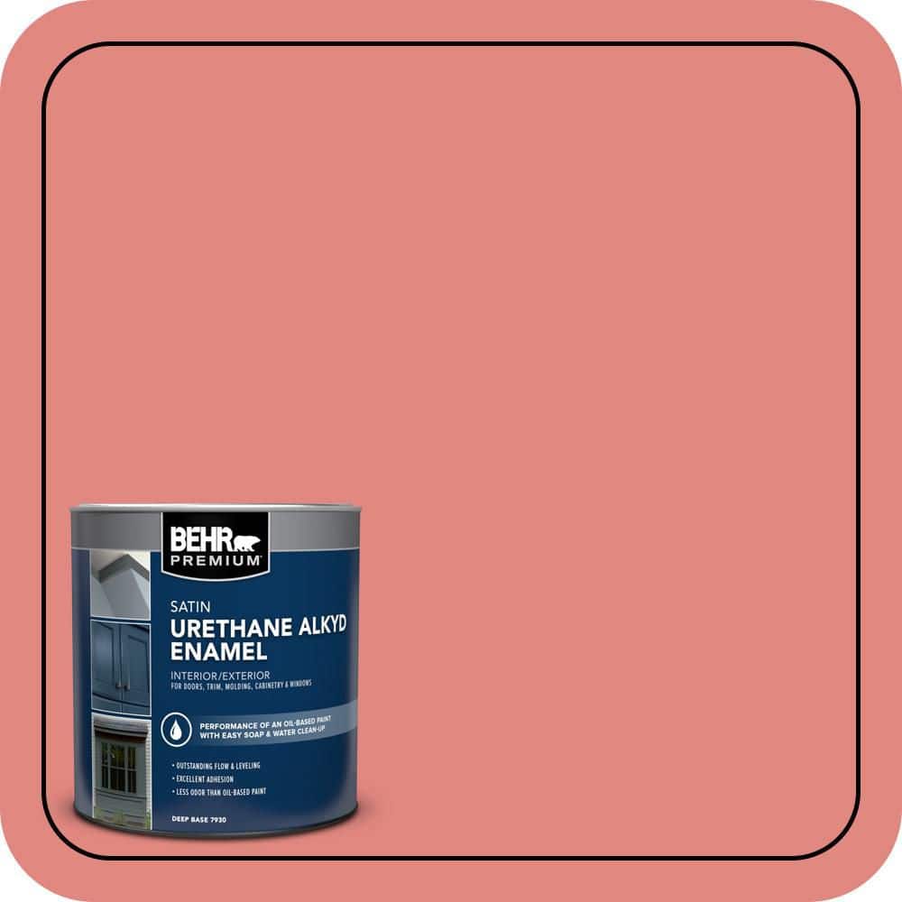 BEHR PREMIUM 1 qt. #PPU1-04A Watermelon Punch Satin Enamel Urethane Alkyd Interior/Exterior Paint (1)