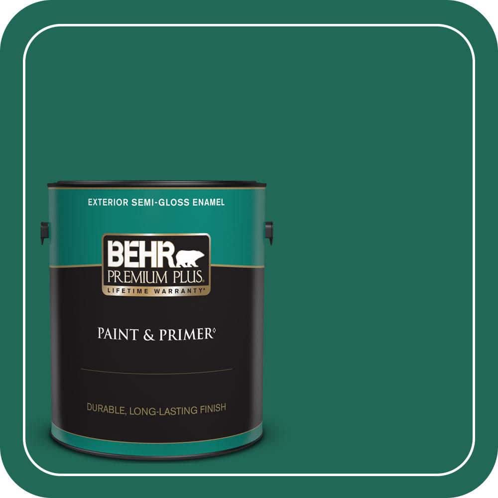 BEHR PREMIUM PLUS 1 gal. #S-H-480 Forest Rain Semi-Gloss Enamel Exterior Paint & Primer