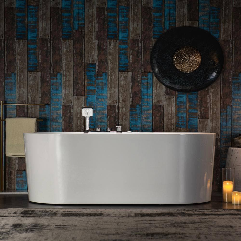 WOODBRIDGE 72 in. x 35 in. Acrylic Whirlpool and Air with Inline Heater Combination Bathtub with Center Drain and Faucet in White (2)