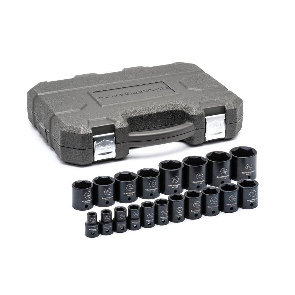 GEARWRENCH 1/2 in. Drive 6 Point Standard Impact SAE Socket Set (19-Piece)