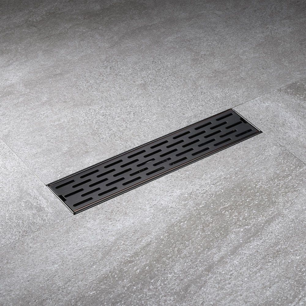 LUXIER 12 in. Stainless Steel Linear Shower Floor Drain with Slot Pattern Drain Cover in Oil Rubbed Bronze (2)