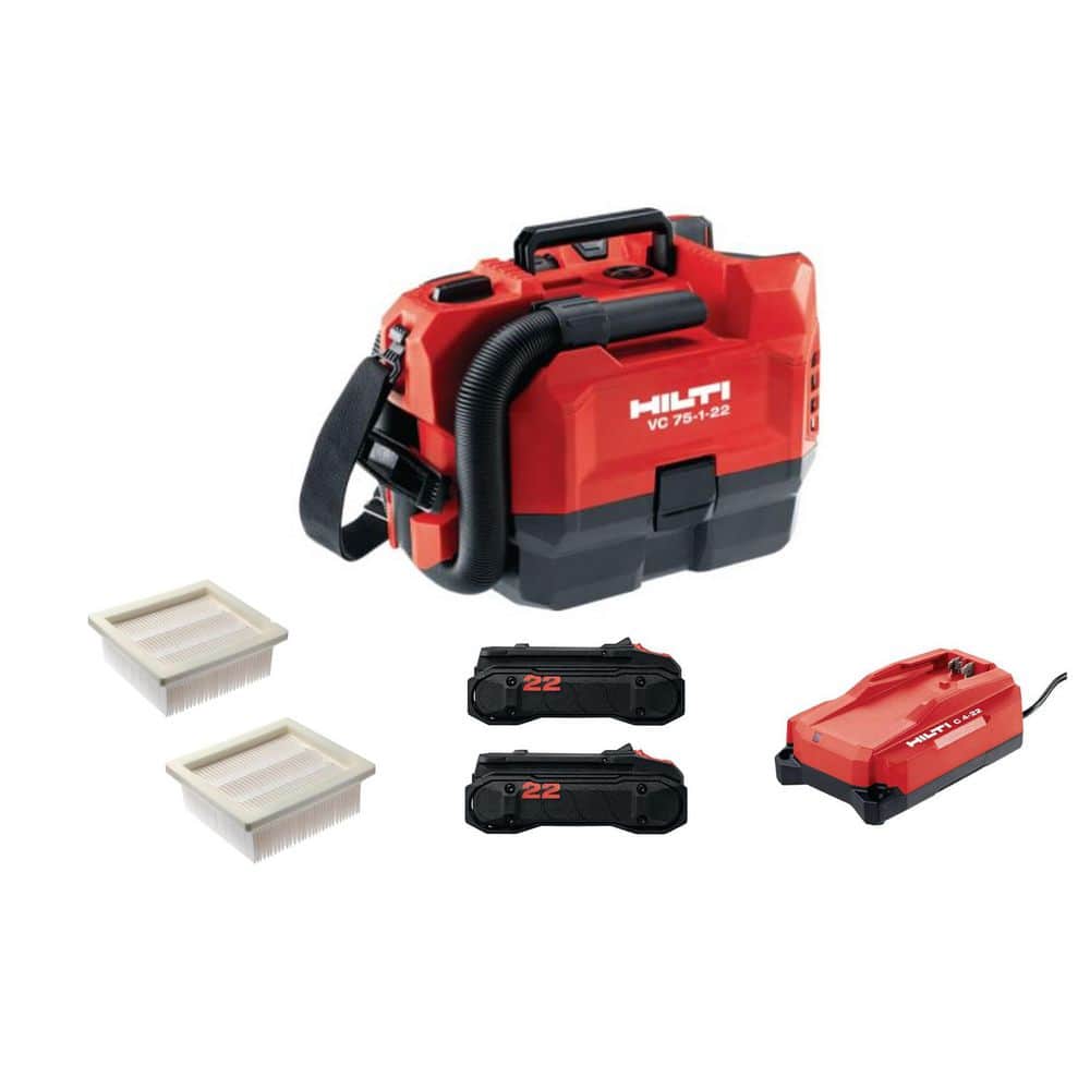 Hilti 22V NURON VC 75 1 A22 3.5 Gal. 75 CFM 2.6 Ah Li-ion Cordless Vacuum with HEPA, Dry Filters, (2) Batteries and Charger (1)