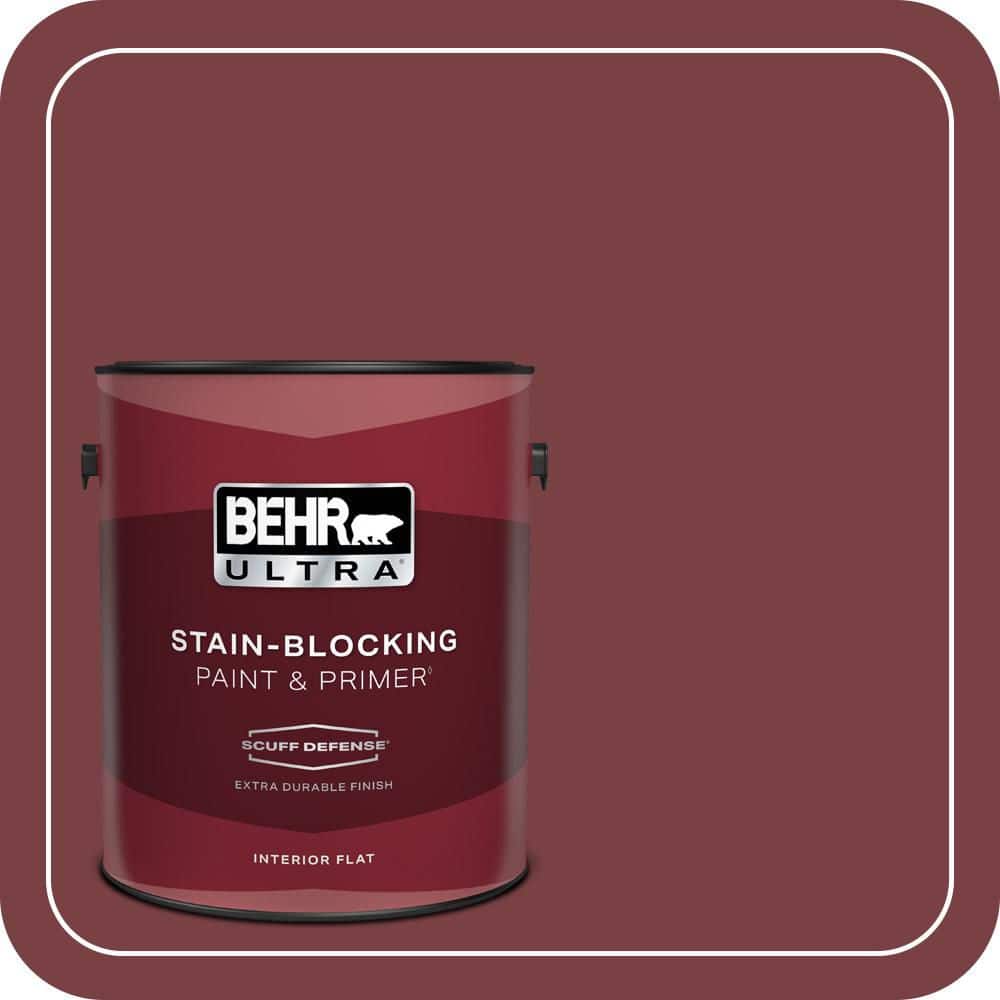 BEHR ULTRA 1 gal. #PMD-43 Velvety Merlot Extra Durable Flat Interior Paint & Primer (1)