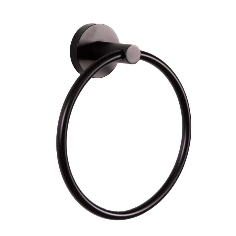Design House Kelton Wall Mounted Towel Ring in Matte Black