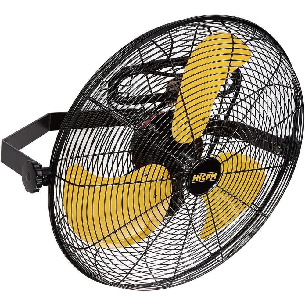 Stbine 4600 CFM 18 in. High Velocity Mounted Wall Fan with 180° Tilting, 3 Speed Industrial Shop Fan in Yellow