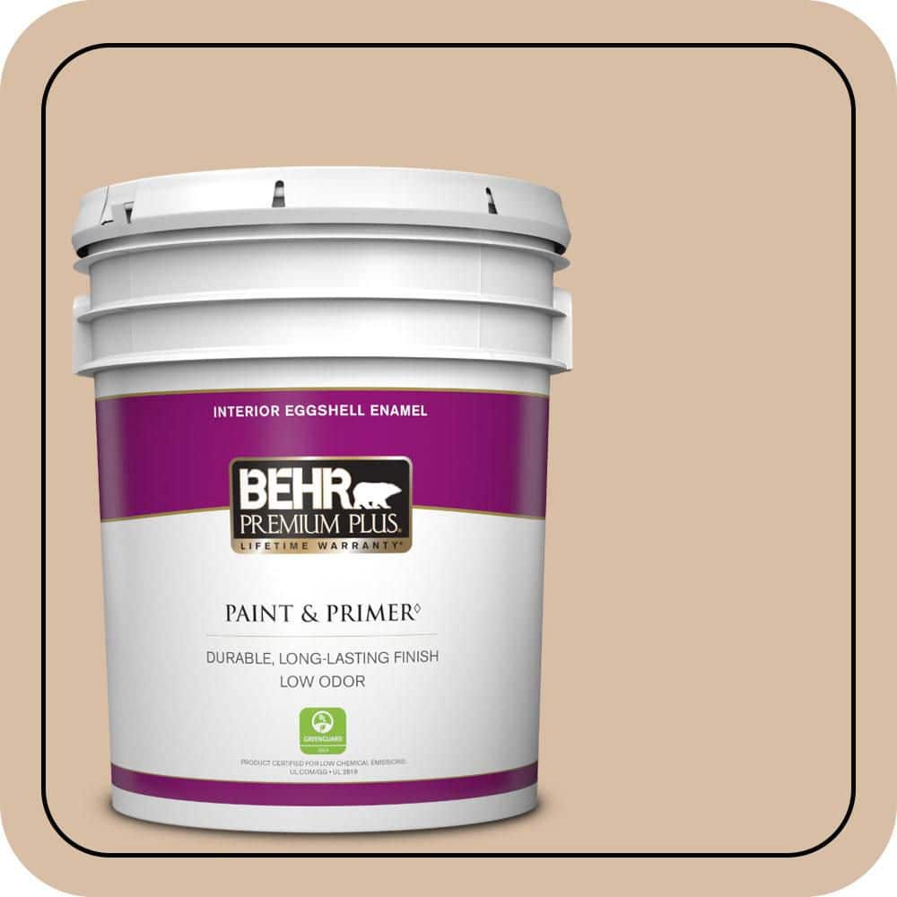 BEHR PREMIUM PLUS 5 gal. #S240-3 Ash Blonde Eggshell Enamel Low Odor Interior Paint & Primer (1)