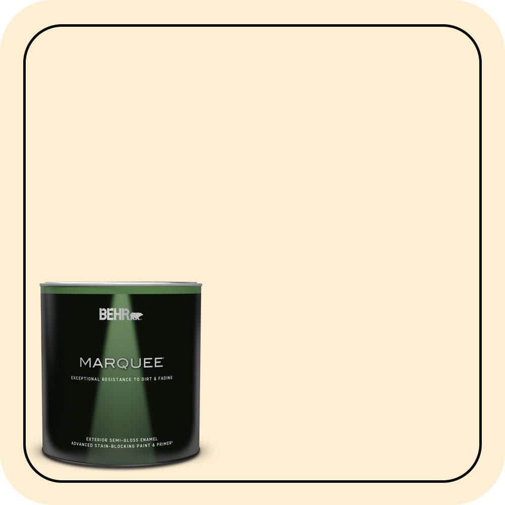BEHR MARQUEE 1 qt. #YL-W03 Honied White Semi-Gloss Enamel Exterior Paint & Primer